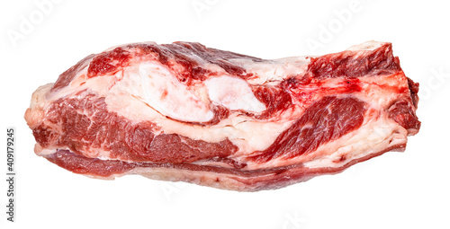 raw piece of beef brisket isolated on white background