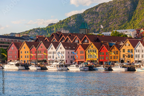 Boats at Bryggen in the norwegian city Bergen