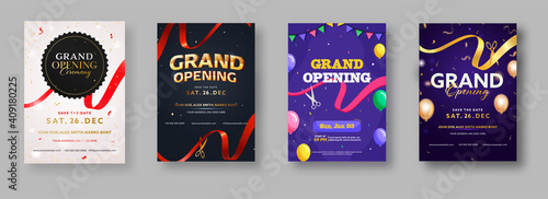 Grand Opening Ceremony Invitation Or Flyer Design In Four Color Options. photo