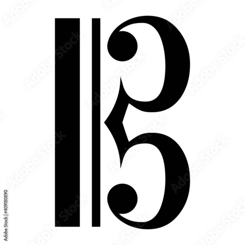 Vector high quality icon illustration of Alto clef black symbol isolated on white background