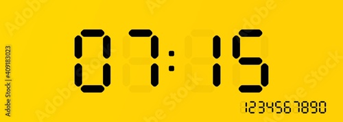 Digital clock icon. Digital calculation number set. Vector on isolated black background. EPS 10