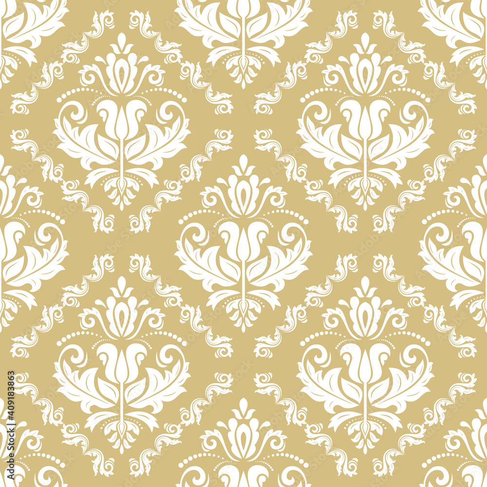 Fototapeta premium Orient classic pattern. Seamless abstract yellow and white background with vintage elements. Orient background. Ornament for wallpaper and packaging