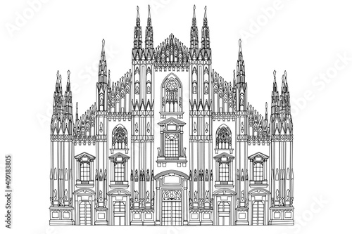 Valokuva Duomo cathedral in Milan. Vector sketch.