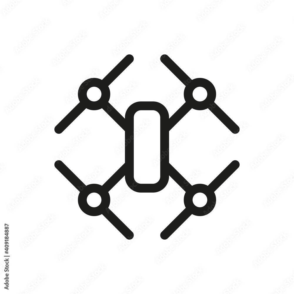 Quadcopter isolated icon, drone linear icon, copter outline vector icon Quadcopter isolated icon, drone linear icon, copter outline vector icon