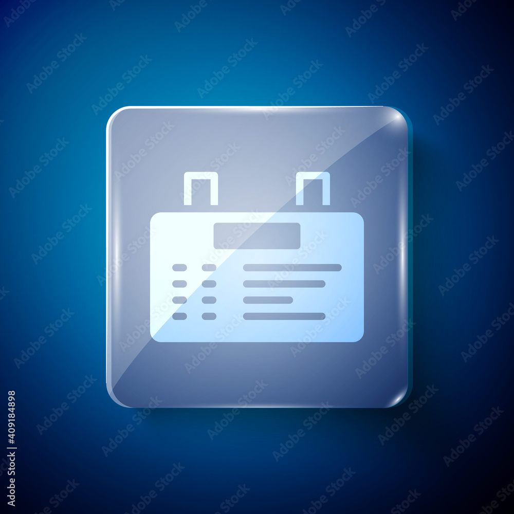 White Airport board icon isolated on blue background. Mechanical scoreboard. Info of flight on the billboard in the airport. Square glass panels. Vector. White Airport board icon isolated on blue background. Mechanical scoreboard. Info of flight on the billboard in the airport. Square glass panels. Vector.