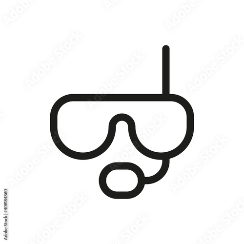 Diving mask isolated icon, diving snorkel linear icon, goggles outline vector icon with editable stroke