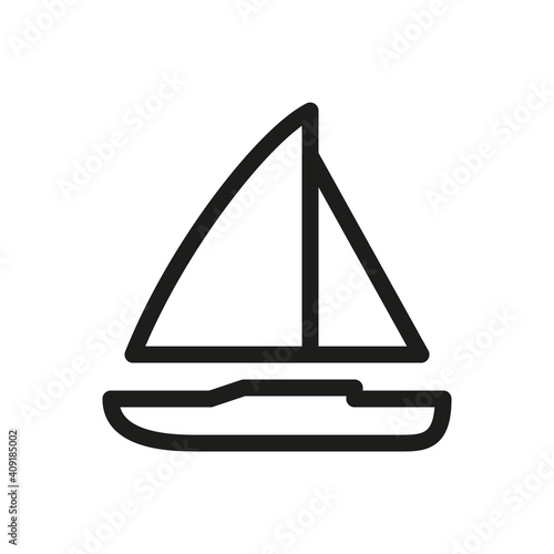 Sailing yacht isolated icon, yachting sport linear icon, sea boat vector icon with editable stroke
