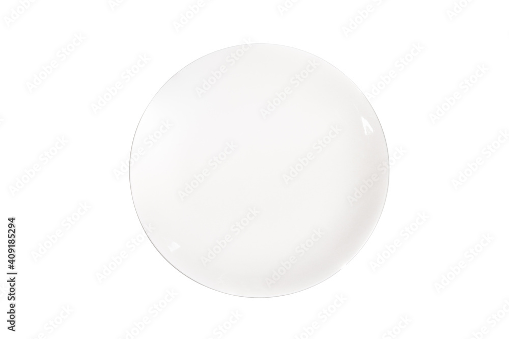 Close-Up Of Ceramic Empty white Plate isolated on white background Close-Up Of Ceramic Empty white Plate isolated on white background