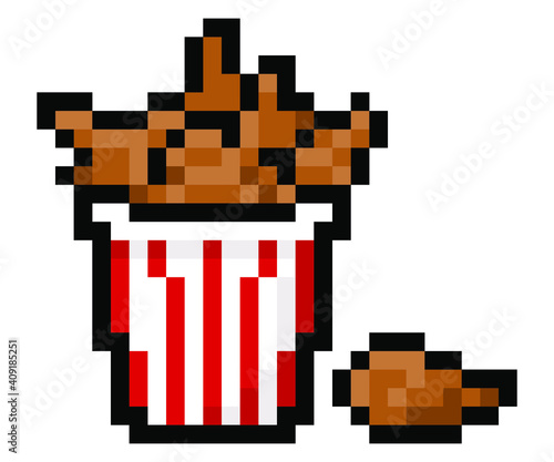 Pixel bucket of fried chicken