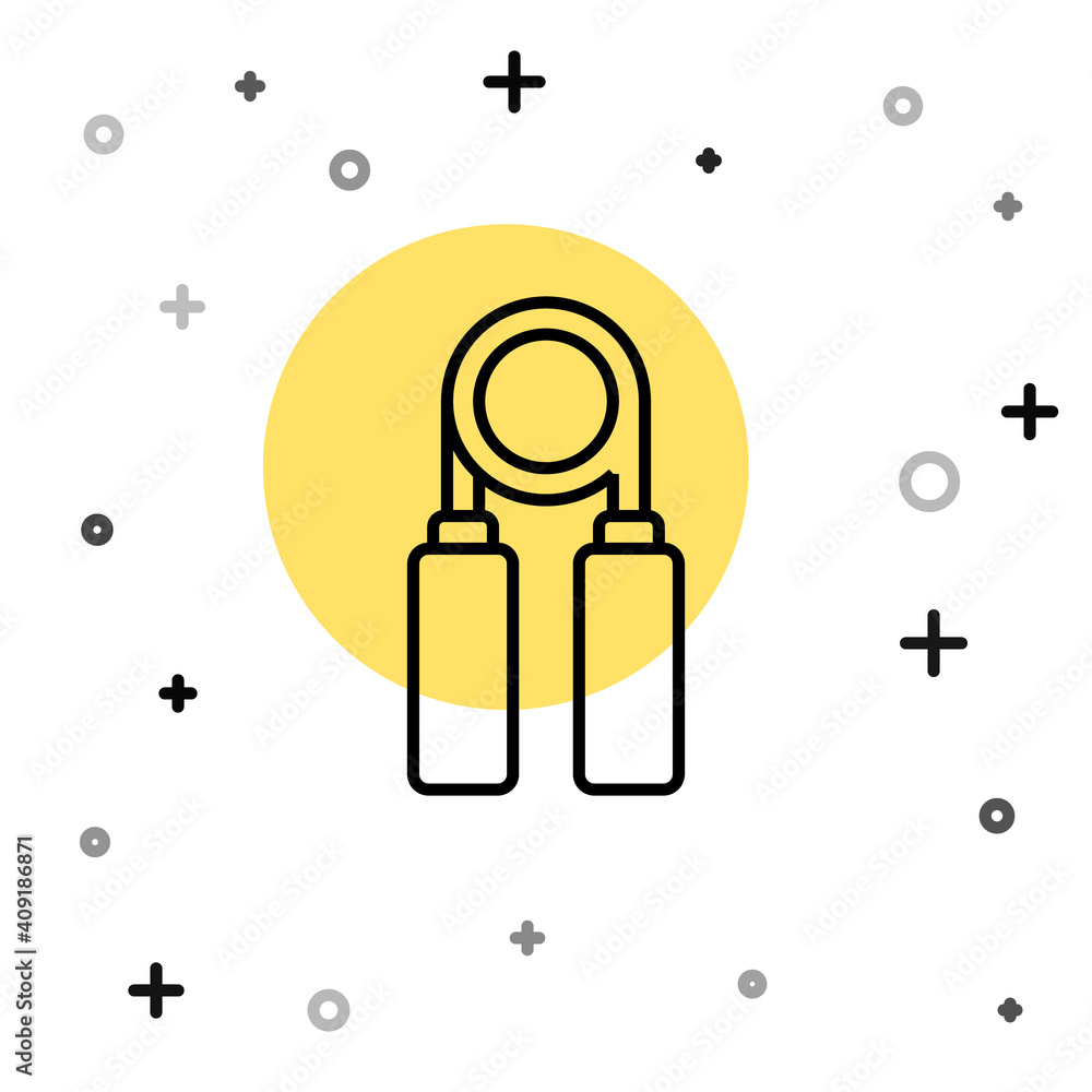 Black line Sport expander icon isolated on white background. Sport equipment. Random dynamic shapes. Vector Illustration. Black line Sport expander icon isolated on white background. Sport equipment. Random dynamic shapes. Vector Illustration.