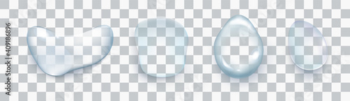Water drops set isolated on the transparent background.