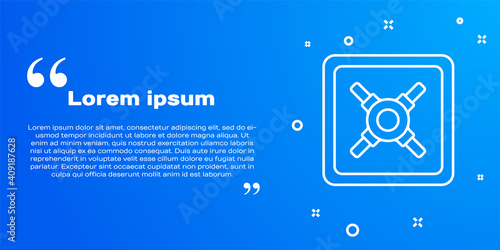White line Safe icon isolated on blue background. The door safe a bank vault with a combination lock. Reliable Data Protection. Vector Illustration.