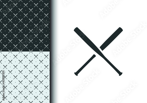 Cross object seamless pattern vector. For printing, texture, background, business, department, hobbies. Eps 10. Bat stick pattern