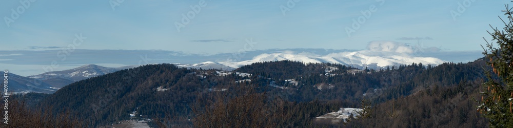 Panoramic view from Synevir passover, Carpathian mountains, Ukraine