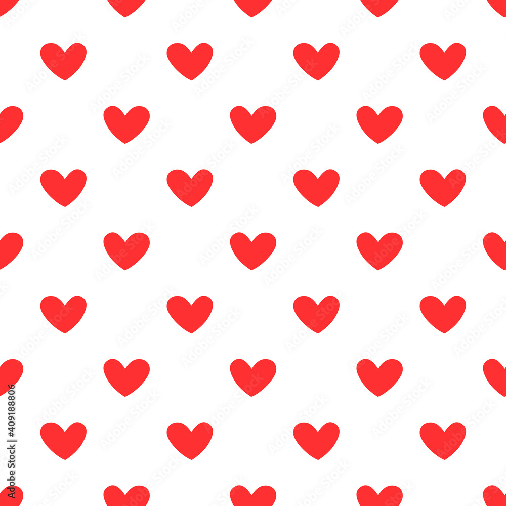 Polka dots seamless pattern with red hearts. Valentines day background. Vector illustration. Polka dots seamless pattern with red hearts. Valentines day background. Vector illustration.