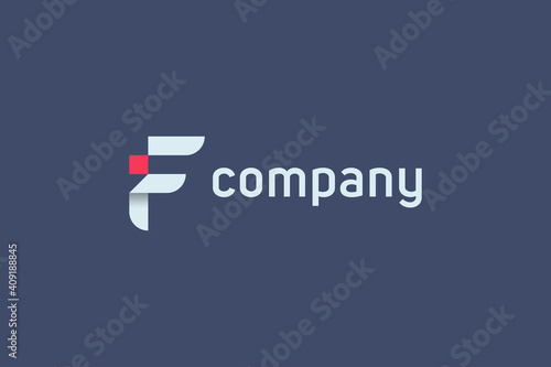 Initial Letter I and F Linked Logo. Red and White Geometric Shape Origami Style isolated on Blue Background. Usable for Business and Branding Logos. Flat Vector Logo Design Template Element.