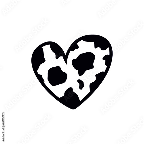 Black caw amimal print heart on a white background. Vector illustration photo