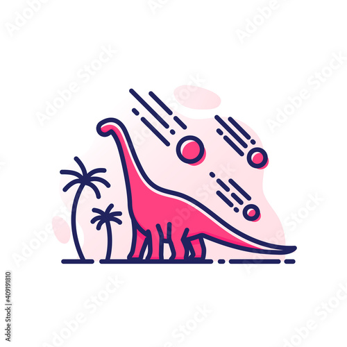 Dinosaur Barosaurus vector illustration, Mesozoic era