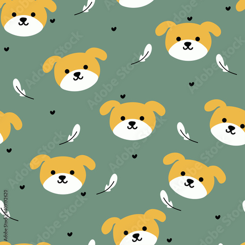 Seamless pattern with cute cartoon puppy for fabric print  textile  gift wrapping paper. colorful vector for kids  flat style
