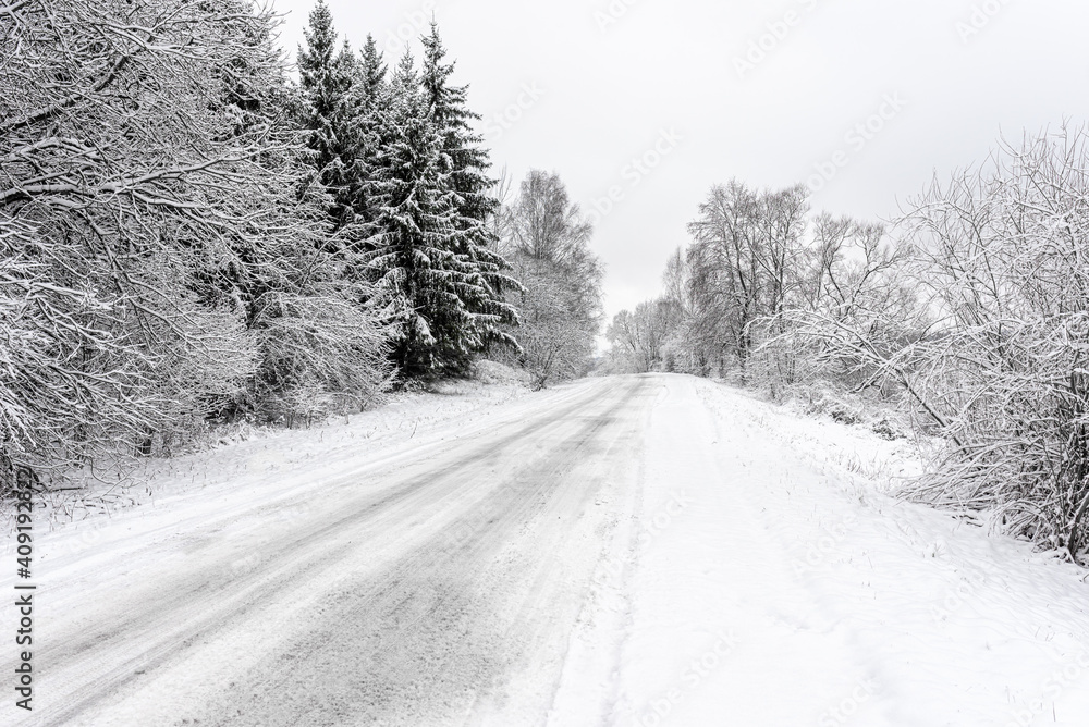 snow covered road