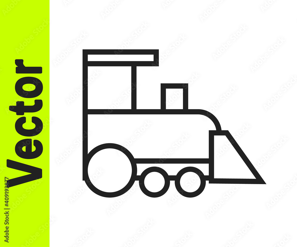 Black line Toy train icon isolated on white background. Vector. Black line Toy train icon isolated on white background. Vector.