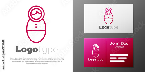 Logotype line Tumbler doll toy icon isolated on white background. Logo design template element. Vector.