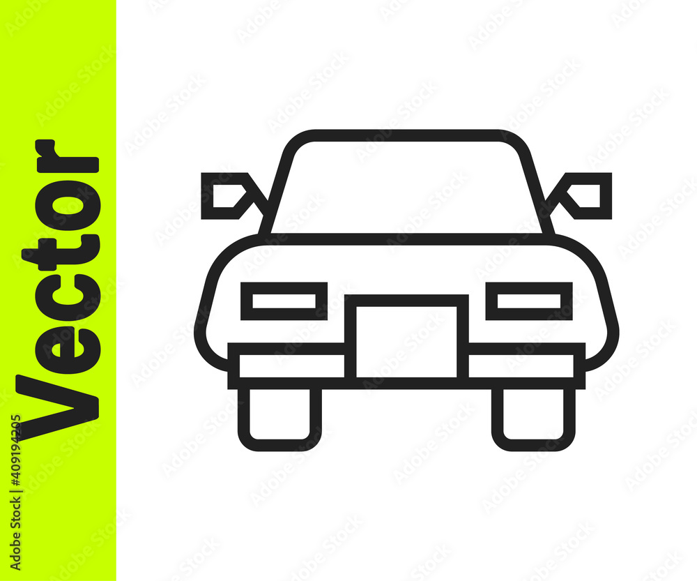 Black line Car icon isolated on white background. Vector. Black line Car icon isolated on white background. Vector.
