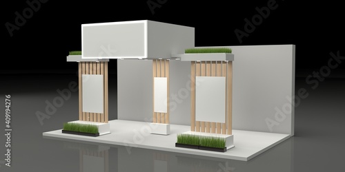 Empty stand or booth in a tradeshow. 3d render exhibition photo