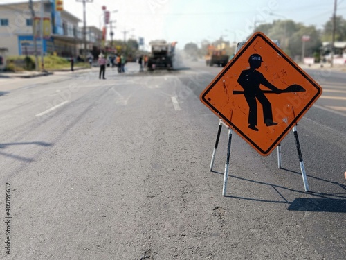 Road construction sign For safety