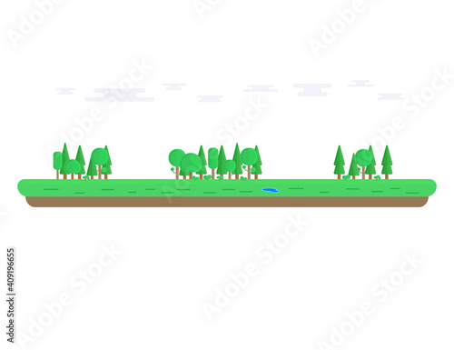 Forest glade picture. Vector illustration.