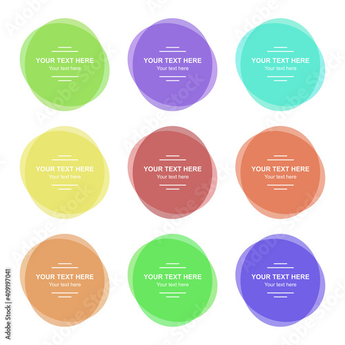 Set of vector colorful banners. Abstract vector shapes for design. Colored banners with sample text.