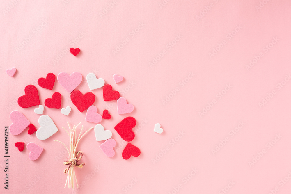 bouquet of heart on pink background bouquet of heart on pink background