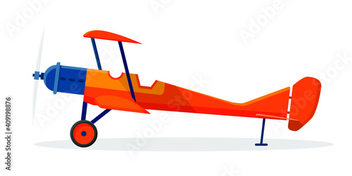 Vector illustration about yellow vintage propeller plane in flat style.
EPS 10.