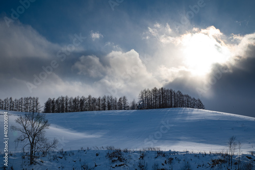 冬美瑛ドラマティックな雪影の風景 © 大西 親文