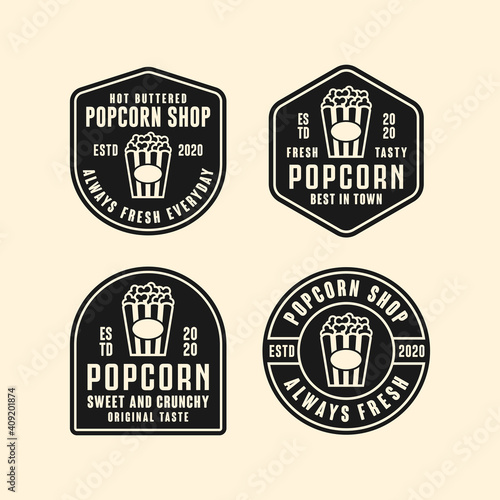 Popcorn shop vector design logo Ccollection