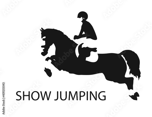 Logo equestrian sport, rider on a horse in a jump