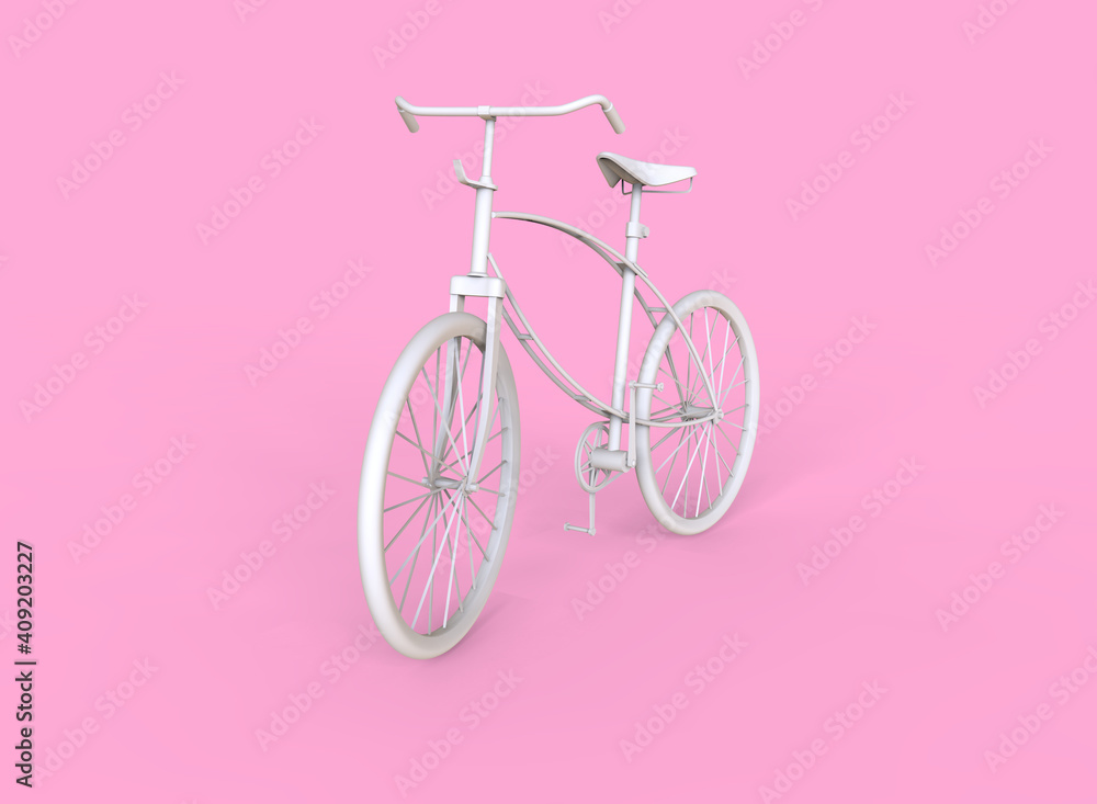 White bike isolated on pink background. 3D illustration White bike isolated on pink background. 3D illustration