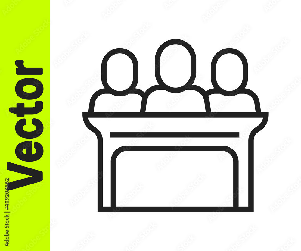 Black line Jurors icon isolated on white background. Vector. Black line Jurors icon isolated on white background. Vector.