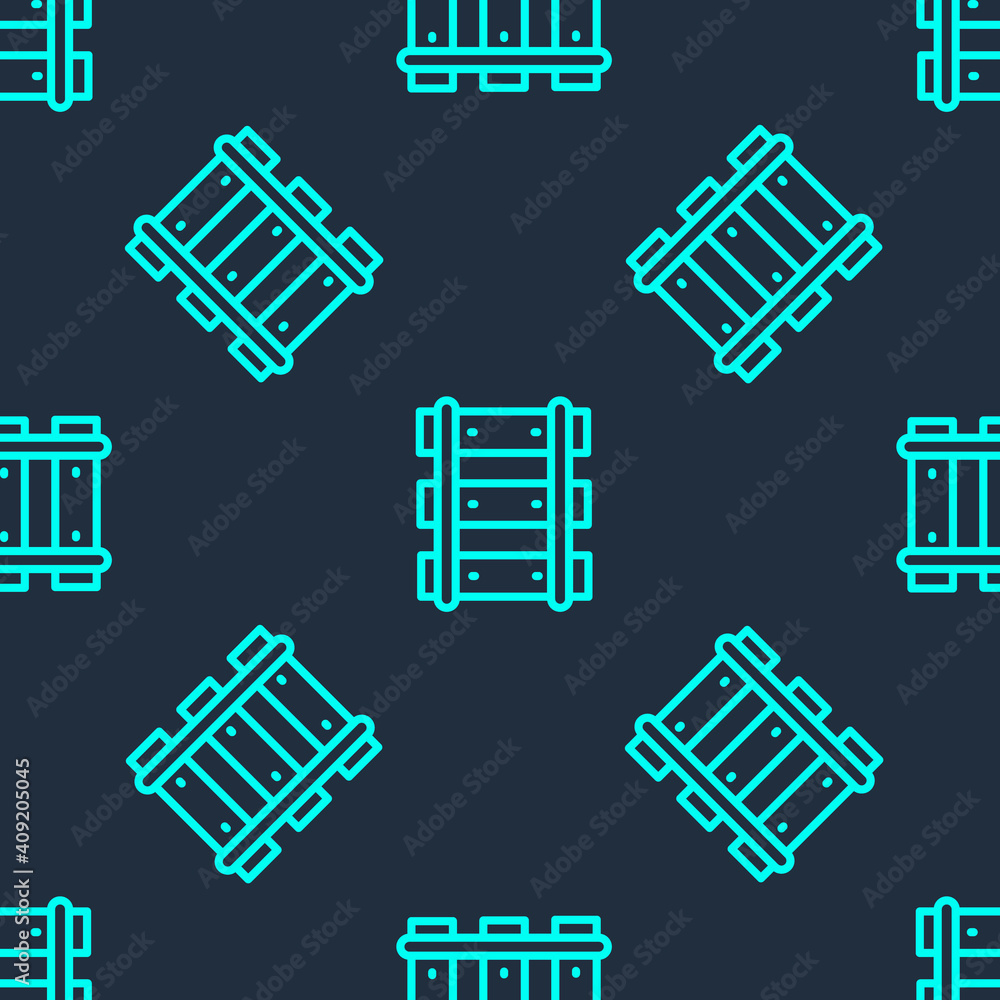 Green line Railway, railroad track icon isolated seamless pattern on blue background. Vector. Green line Railway, railroad track icon isolated seamless pattern on blue background. Vector.