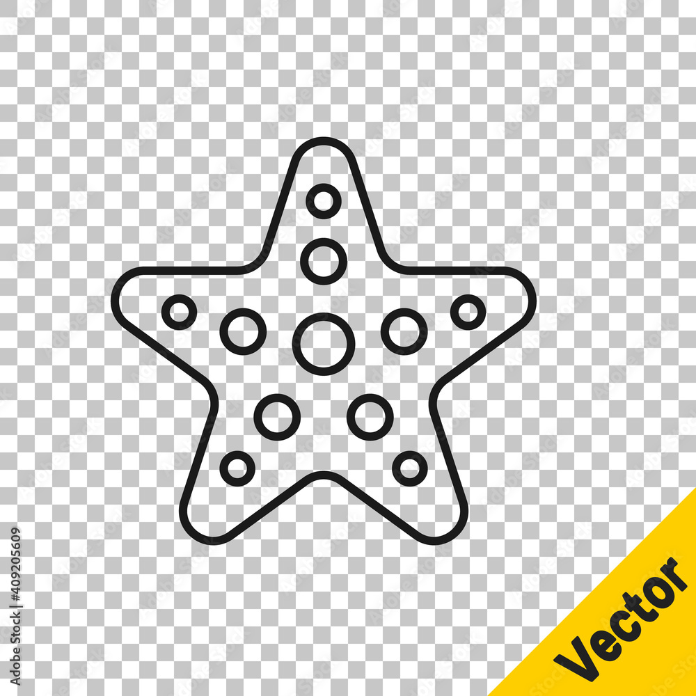 Black line Starfish icon isolated on transparent background. Vector. Black line Starfish icon isolated on transparent background. Vector.