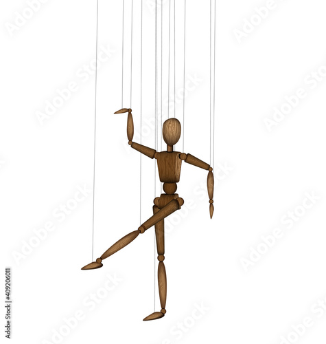 vector illustration white background and wooden puppet