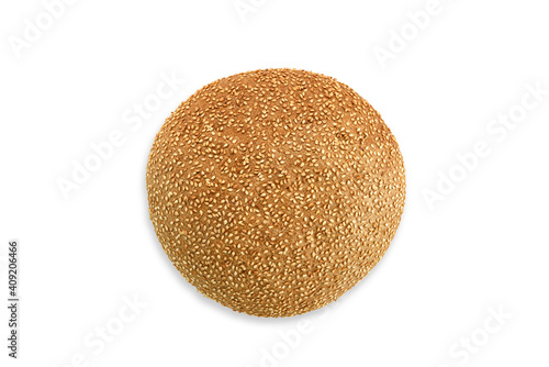 Wholemeal bread on a white background. Top view.