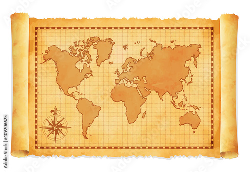 Old vintage world map vector illustration