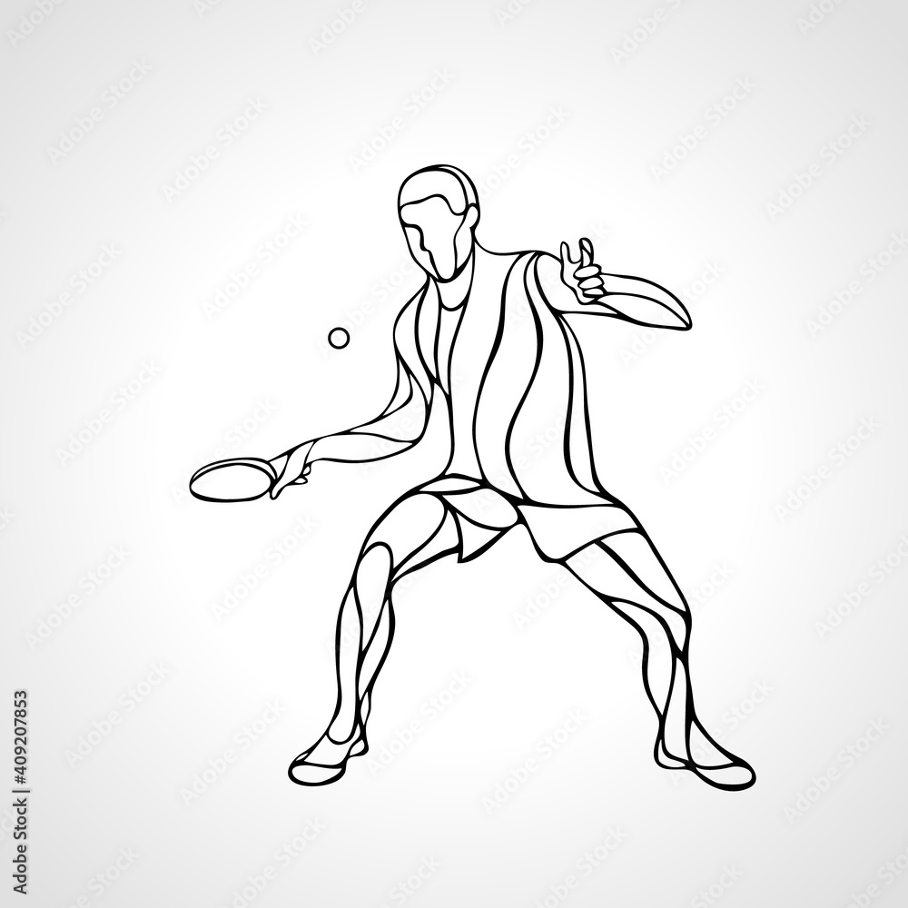 Fototapeta premium Table Tennis Male Player with Racket Overhead clipart Eps 10