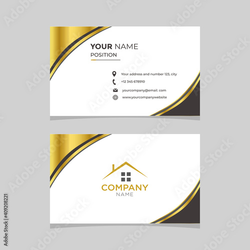 Business card for real estate black and gold color