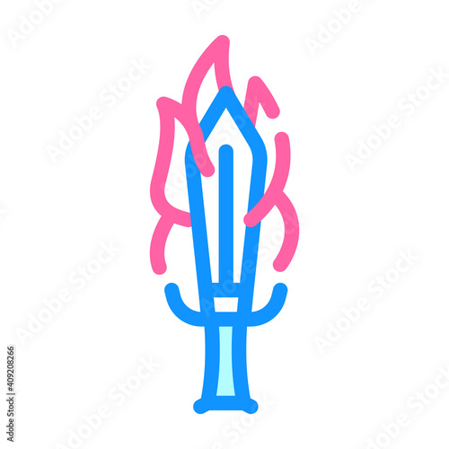 burning sword color icon vector illustration flat