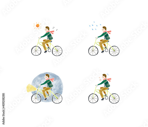 自転車に乗っている人物セット