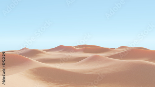 Sand dunes landscape background. Panoramic desert with ripples.