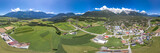 360 Panorama Aerial view of mieming mountain range in Obermieming valley village in Tyrol Austria