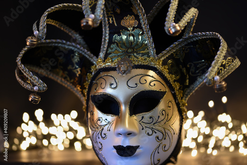 Close ups of traditional venetian carnival masks